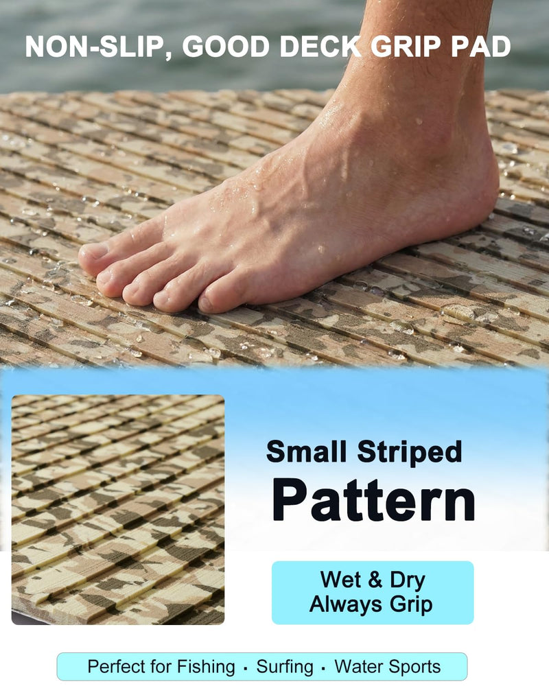 Boat Flooring with 3M Adhesive 94.5"x45.2"/23.6"/16.1" Non-Slip EVA Foam Marine Decking Self-Adhesive Striped DIY Cuttable Mat for Pontoon Yacht Jon Boat Motorboat Jet Ski SUP Paddle Board Trailer 94.5"Lx23.6"W - 15.5sqft Camo Jungle
