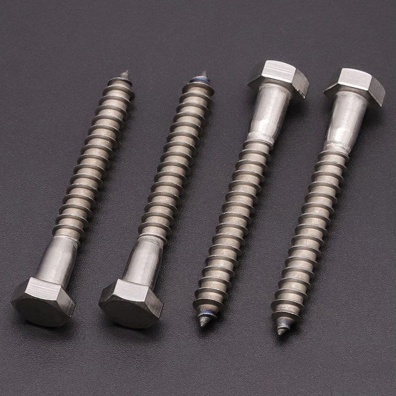 M8 x 65mm Hex Lag Screws, 304 Stainless Steel 18-8, Partial Thread Coverage, 10 pcs M8 x 65mm