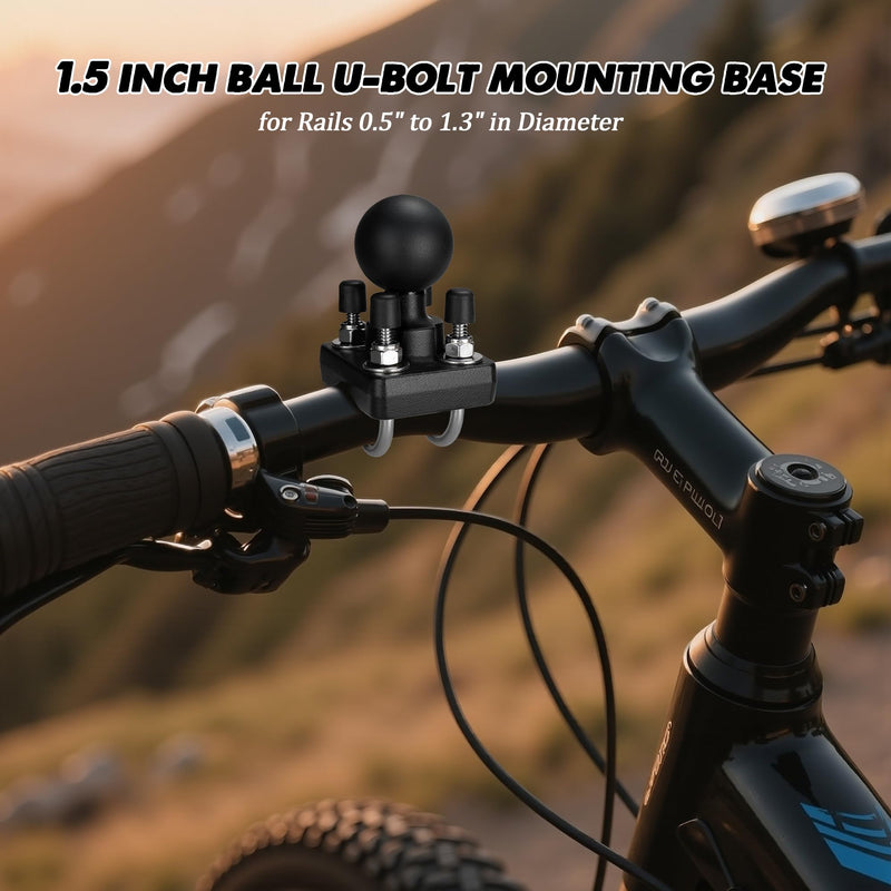Double U-Bolt Fixed Base with 1.5" Ball. Suitable for Round Tubes and Half-Round Tubes with diameters ranging from 0.5in to 1.3in. Compatible C-Size 1.5-inch Ball Double Socket arm C-1.5"