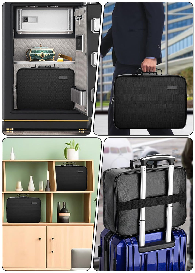 Fireproof Document Box with Lock,Waterproof Document Organizer with Zipper,Heat Insulated Accordion File Organizer,Portable File Box for Important Documents,Files,13 Pockets Luxurious