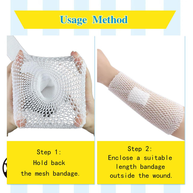 2 Roll Tubular Bandage, Stretch Dressing Retainer Tubular Webbing, Tubular Gauze Stockinette Tubing for Legs, Stretch Netting for Wound Care Without The Use of Adhesive Tape (2 Sizes) White