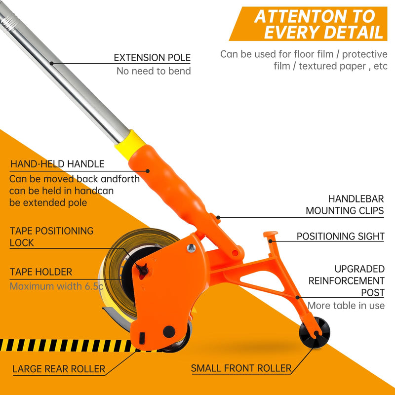 Floor Tape Applicator, Manual Pushing Tape Marking Tool, Plastic Hand Push Tape Roller, Tape Bonding Marking Machine for Driveway Aisle Marking Decoration As shown