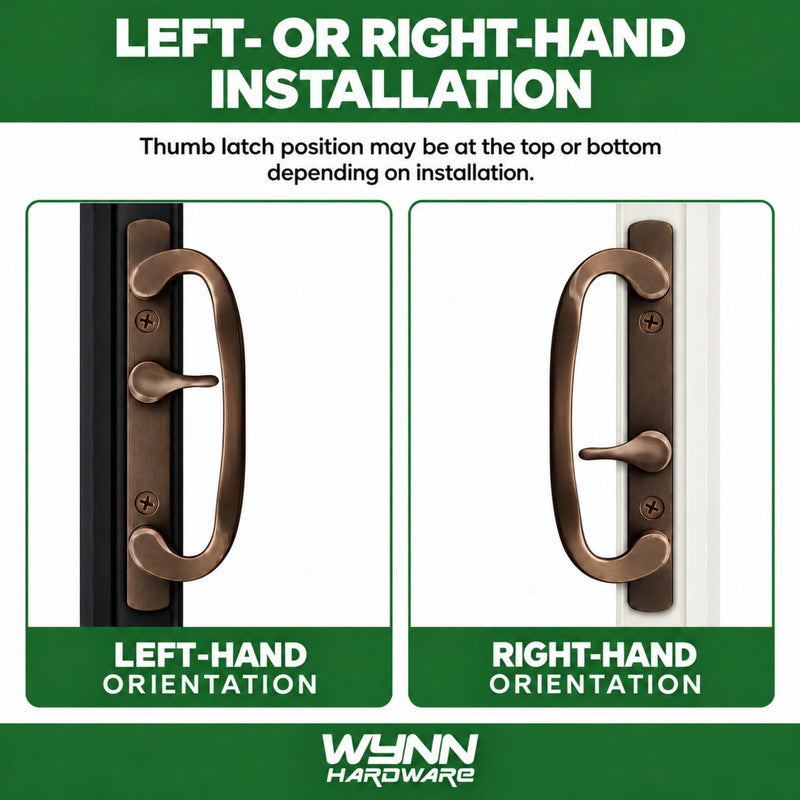 8.5" Legacy Sliding Patio Glass Door Offset Latch Bronze Handle Set with Keys - Sash Controls 2265 Keyed Lock - Fits 3-15/16" Screw Hole Spacing and 1-1/4" to 2-1/4" Door Thickness