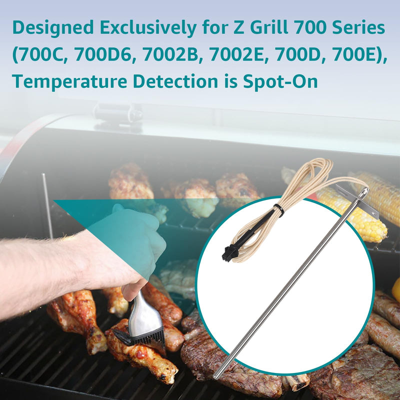 RTD Temperature Probe Sensor for Z-Grill 700 700C 700D6 7002B 7002E 700D 700E Series Replace ZG-RTD-2 Temperature Probe Grill Replacement Parts,7" (180 MM)