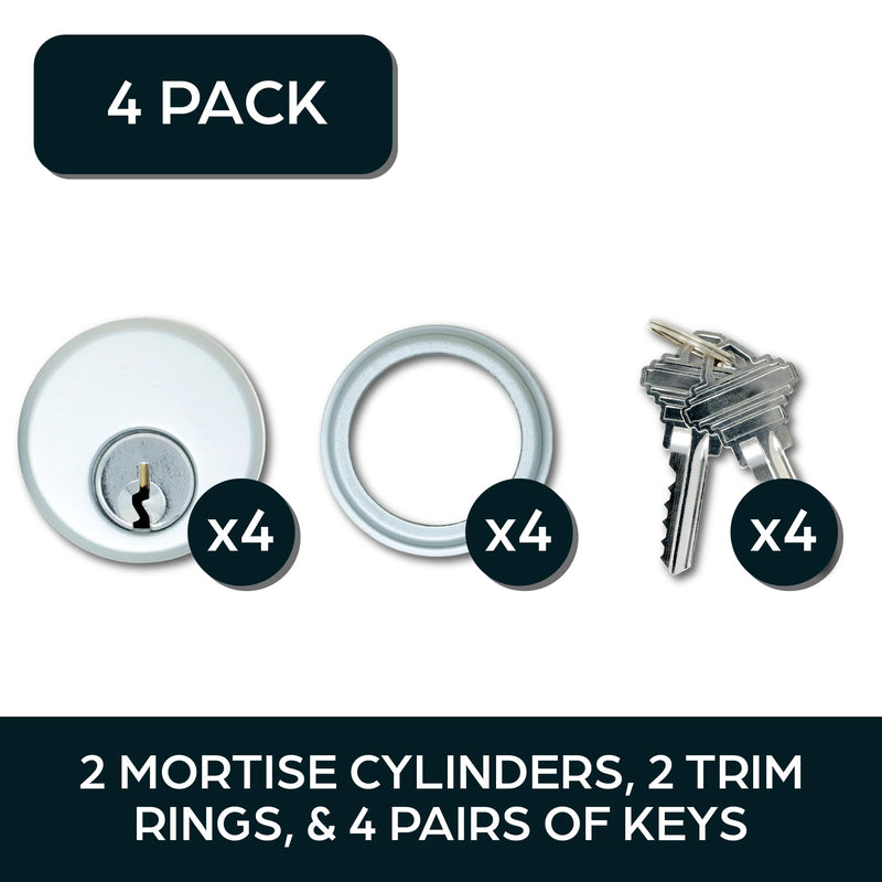 Summit DOORWARE Mortise Cylinder Door Lock Replacement Parts | Adams Rite 4036 Replacement Trim Rings with 8 Keys | High Grade Mortise Lock for Maximum Security | Aluminum Finish