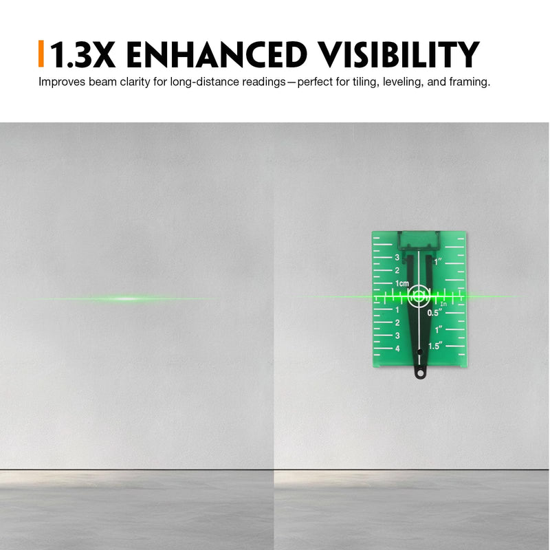 Laser Target Plate Card Set, 4-Pack Magnetic Floor Laser Target with Stand, Green and Red Laser Plates Enhances Visibility 1.3X, Dual Scale Alignment for Rotary & Cross Line Laser Level
