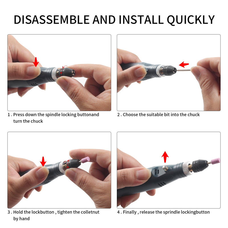 3D Printer Accessories FDM Resin Printing Project Grinding Trimming Deburring Finishing Tools: Mini Cordless Rotary Tool Kit 12V 24W with Multi Tool Head Handheld Electric Grinder Bczamd