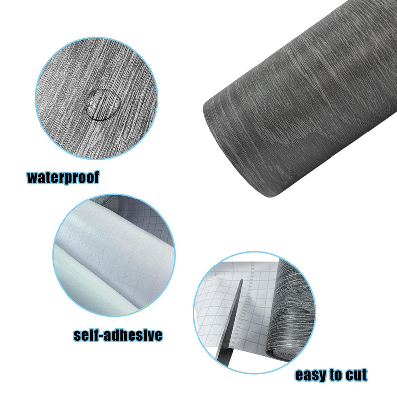 YESUS Dark Gray Wood Grain 3D 10M Wallpaper Border Removable PVC Waterproof Peel and Stick Wallpaper,Bathroom Mirror Frame Border Sticker Wall Decor 3.94 Inch by 32.8 Feet