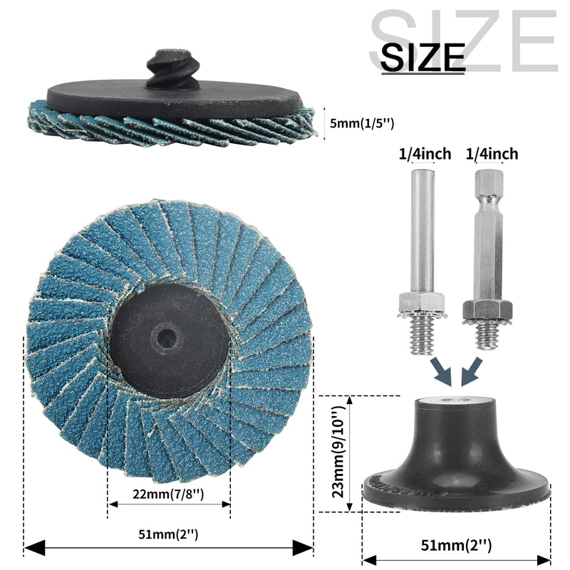 9Pcs 2 inch Zirconia Alumina Quick Change Flap Discs Grit 60 Flat Roll Lock Sanding Disc with Disc Pad Holder for Rotary Tools, Die Grinder Grinding Wheel Accessories Drill Sanding Attachment 60 Grit