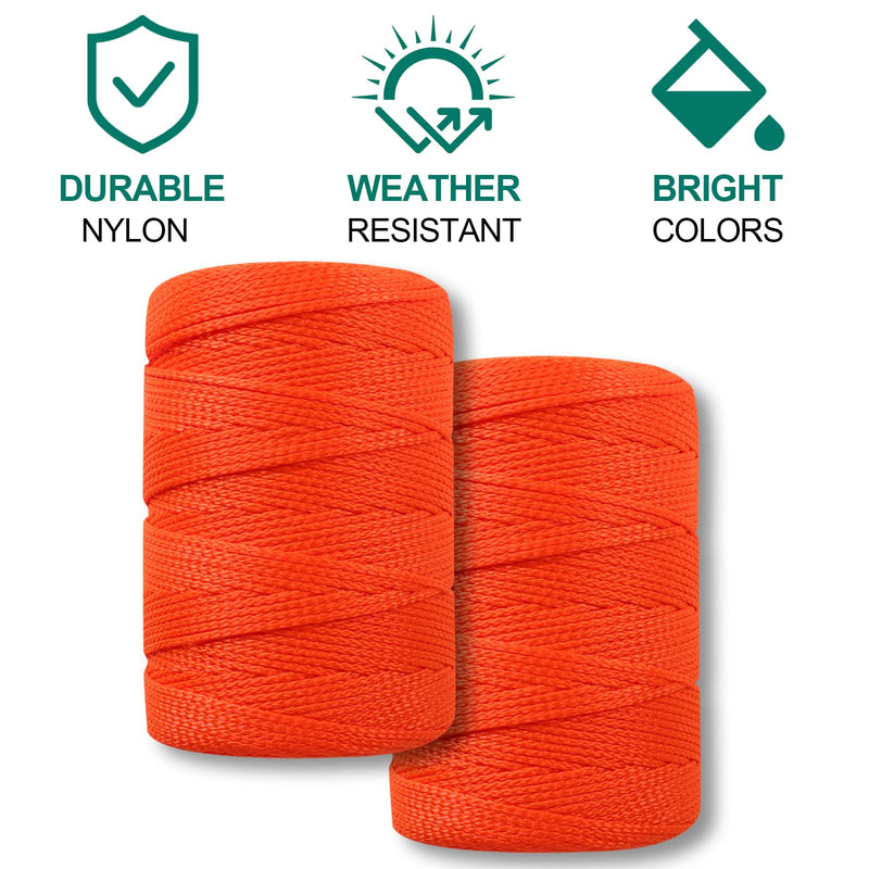 Romeda Mason line #18, 500 Ft Length Orange String line, Mason line String, Construction String, Orange String, Twine String for Gardening, Braided Mason Line, Masonry String Lines， String Lines