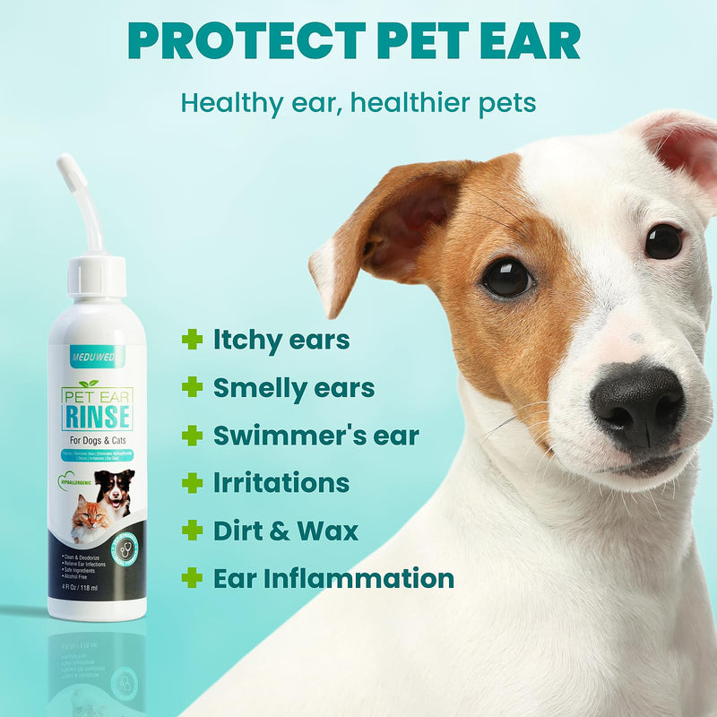 Dog Ear Cleaner, Dog Ear Care Liquid, Dog and Cat Ear Cleaner to Eliminates Ear Odour, Dirt and Debris Pet Ear Cleaner Solution,Remove Wax, Dirt & Stop Smelly, Itchy, Non-Irritating, 4 Fl oz - PawsPlanet Australia