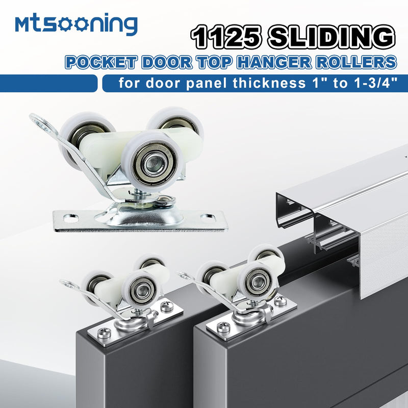 Mtsooning Pocket Door Top Hanger Rollers, 2 Pack Sliding Door Wheels Replacement for Johnson Part 1125 & 1500 Hardware Kit with Pocket Door Wrench and Screws, 200lbs Capacity
