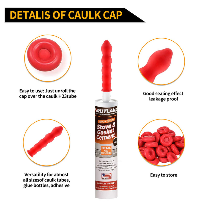 10/20/70/80/100 Pcs Caulk Tube Latex Sealing Caps, Universal Fit Caulk Saver Cap Reusable Cover Sealer for Sealing and Preserving Open Caulking Tube Red (Pack of 20)