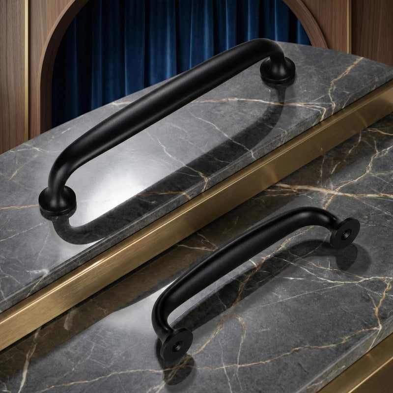 Liron Hardware 10 Pack Gentle Arch Contemporary Cupboard Cabinet Handles 3.78 Inch (96mm) Kitchen Drawers Pulls Matte Black 3.78 Inches (96mm) Hole Center