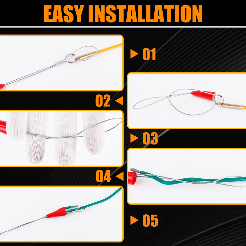 KOOTANS 22FT Fiberglass Electrical Wire Running Kit Wire Fishing Tools Fish Tape Wire Puller Through Wall Cable Snake Fish Rods Kit with Different Attachments