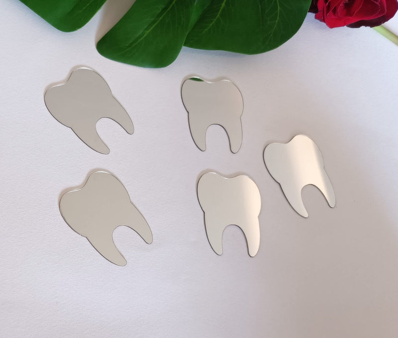 50pcs of DIY Teeth Shape Wall Mirror Sticker, Dental Care Mirrored Teeth Decals for Dentist Clinic Party Decoration (2'', Silver Mirror) 2''