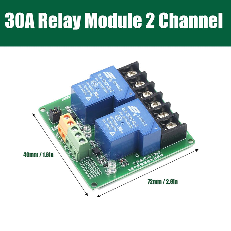 DIANN 2pcs 5V 30A 2-Channel Relay Module High Low Level Trigger with Optocoupler Isolation Load for PLC Automation Equipment Control Industrial Control 5V-2 Channel-2pc