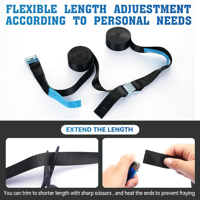 Lashing Straps,1" x 10Ft Adjustable Cam Buckle Tie Down Cinch Strap for Packing Black 4 Pack,Packing Straps Heavy-Duty for Cargo/Luggage/Kayak/Truck/SUV/Car Roof Rack XK25mm*3000mm*4pcs