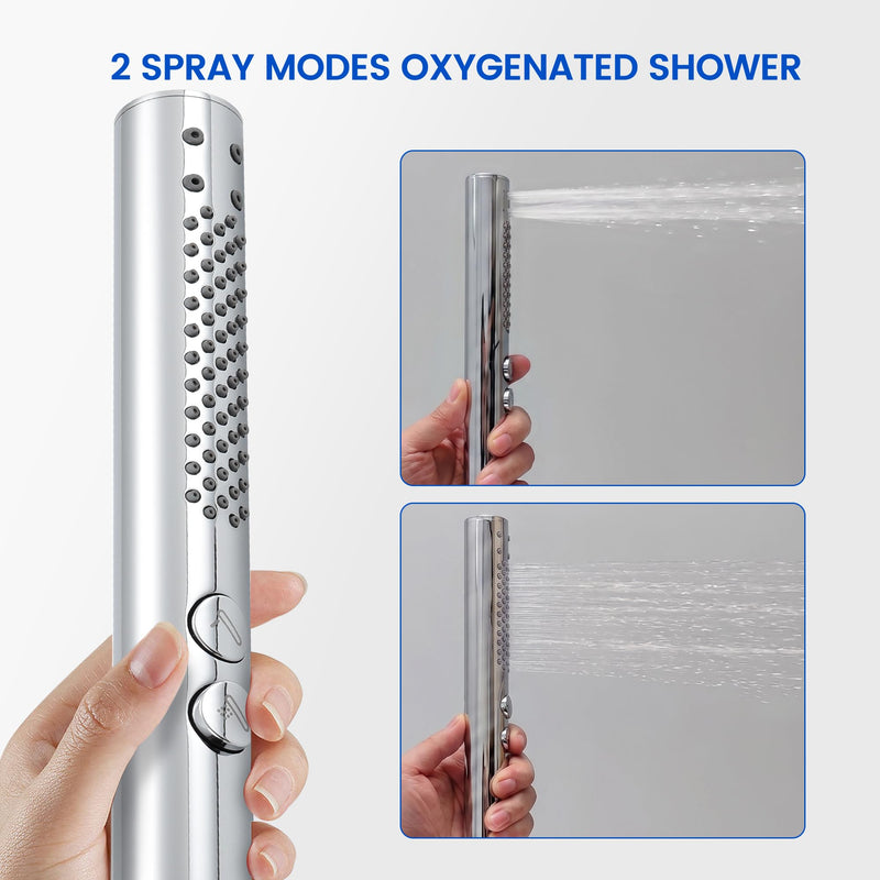 High pressure Round Handheld Shower Head Only, Anti-clog Nozzles, 2 In 1 Function Replacement Shower Wand with Handheld to Clean Tub, Tile & Pets, Rain Shower Head for Bathroom (Chrome) Chrome