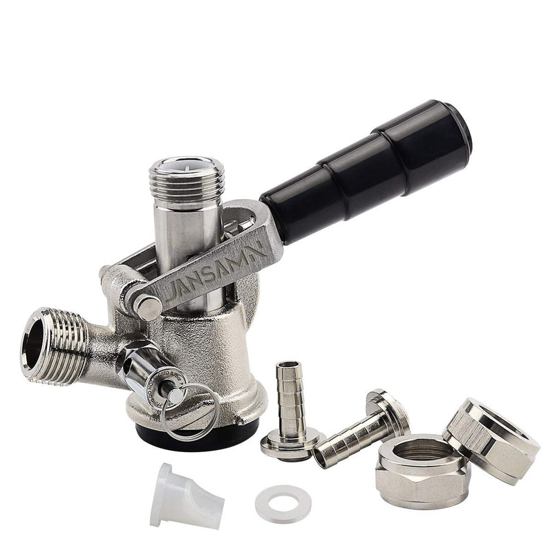Keg Coupler, Sankey D Tap with 304 Stainless Steel Probe, Keg Coupler D System with Black Handle & Hose Clamp, D Style,Sankey D Tap for 5/16" ID Hose