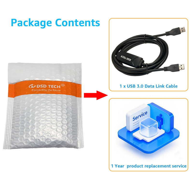 DSD TECH SH-K03A USB 3.0 Data Link Cable, 5Gbps Fast File Transfer & KM Sharing, Win and Mac, 10ft
