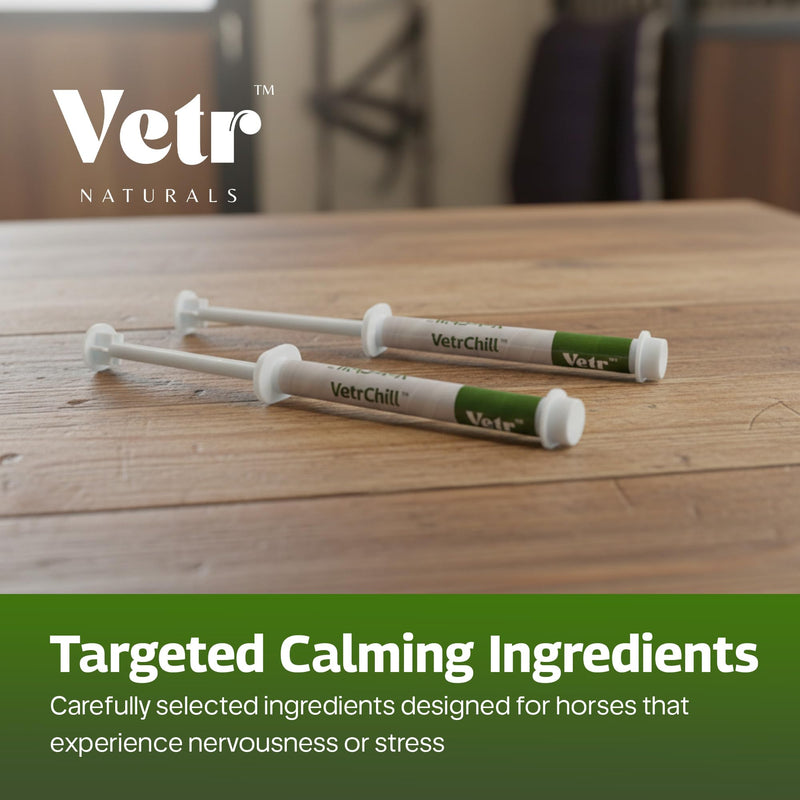 VetrChill Calming Gel for Horses - Apple Flavored Oral Supplement with L-Theanine and Melatonin - Supports Relaxation and Focus - Single Tube - Vet-Formulated in USA