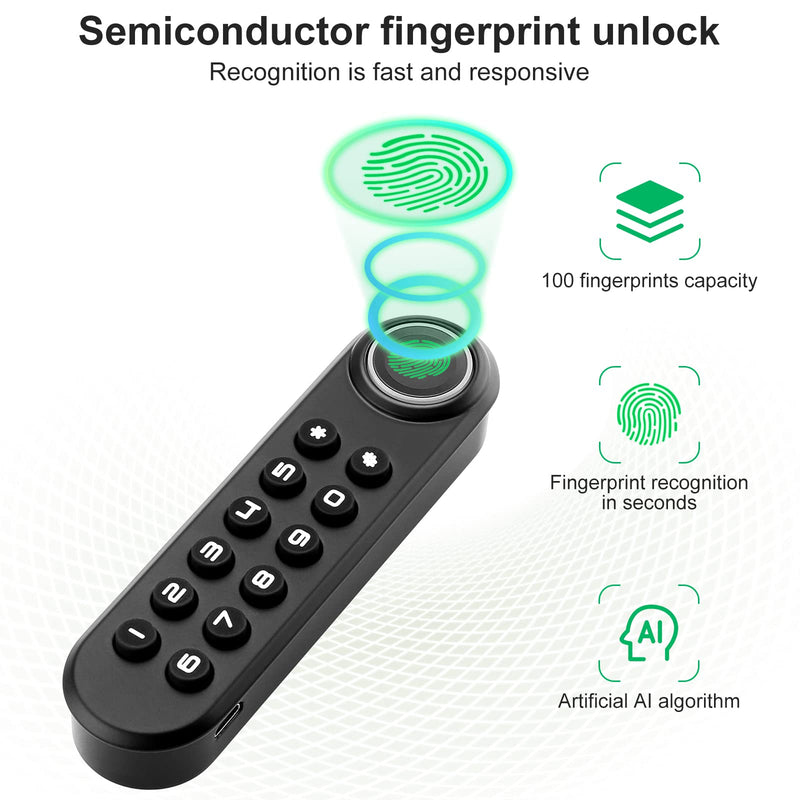Fingerprint Cabinet Lock, Smart Biometric Password Lock With USB Key, Keyless Hidden File Drawer Wardrobe, Child Safety, DIY Wooden Furniture Privacy for Home Office Horizontal