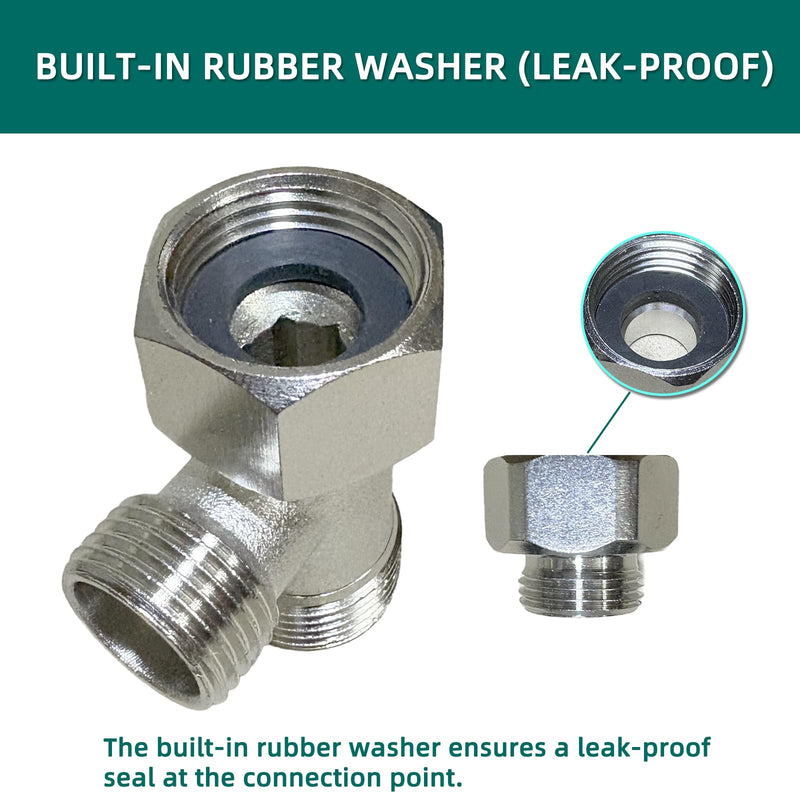 Bidet T Adapter, Metal T-Valve for Bidet (7/8"x 1/2"x 7/8") and (7/8"x 3/8"x 7/8"), 3 Way T-Comnector Bidet Attachment for Toilet Include Washer