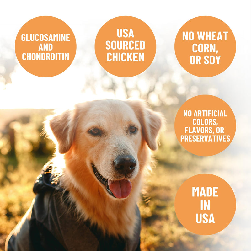 Grandma Mae's Country Naturals Jerky Squares Hip & Joint Dog Treats, Chicken with Glucosamine & Chondroitin, No Wheat, Corn, or Soy, Made in USA, 5 oz Hip & Joint Support (Chicken) 5 Ounce (Pack of 1)