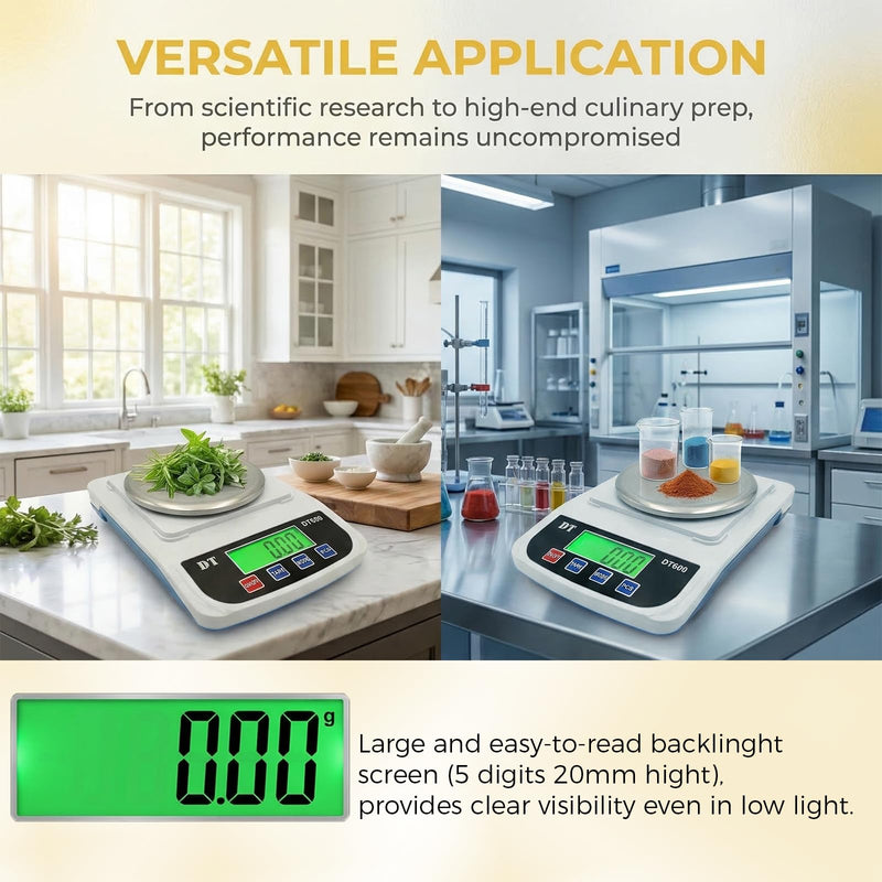 Digital Lab Scale 1000g x 0.01g High Precision Analytical Balance Electronic Scale, LCD Display and Counting for Laboratory Jewellery Kitchen Scientific