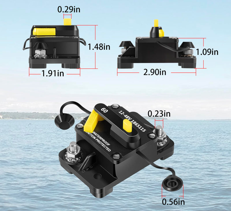 1865115 MKR-27 Circuit Breaker 60 Amp for All Minn Kota 12V/24V/36V/48V Electric Trolling Motors,Waterproof,Designed specifically for marine environments