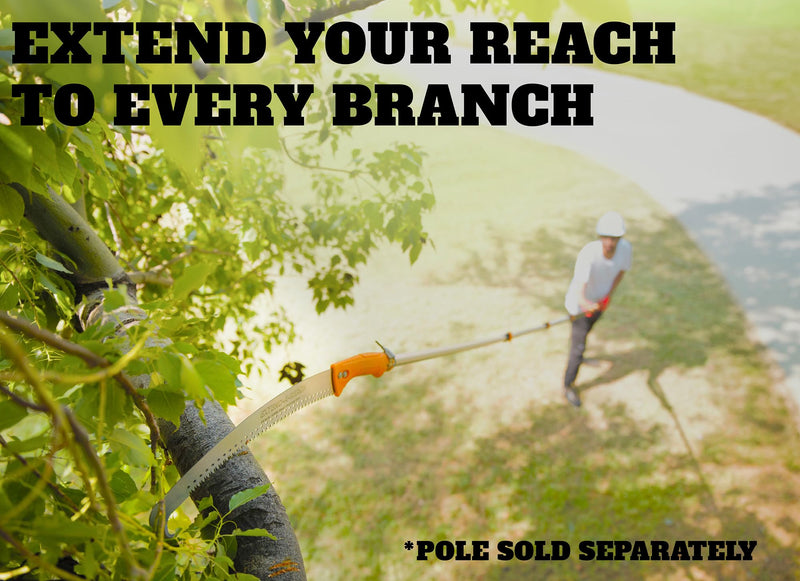 Pruning Manual Hand Saw // Hand Held or with Extension Manual Pole Saw for Tree Trimming // Fits All Extension Poles with Standard US Acme Thread // Tree Limb Hand Saw (Pole Sold Separately)