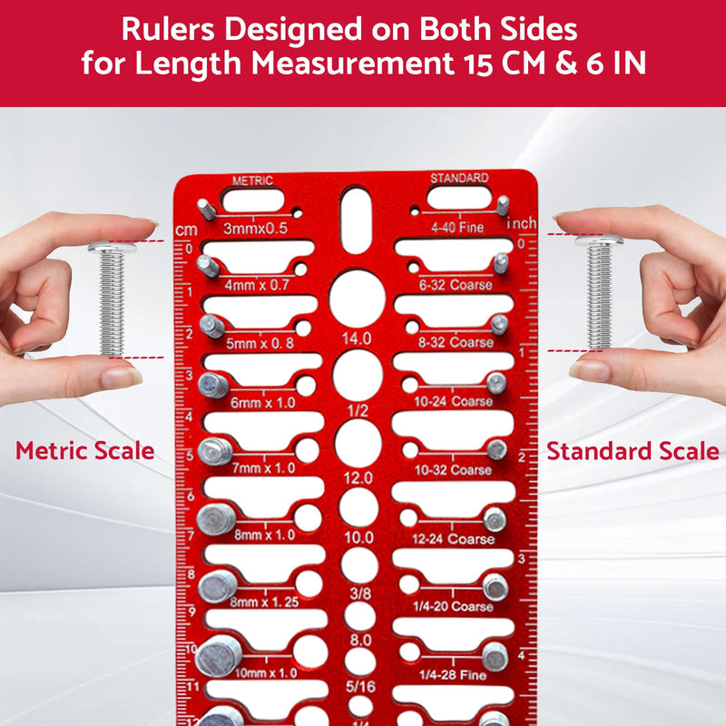 Nut and Bolt Thread Checker - 36 Thread Checker Standard and Metric Bolt and Nut Identifier Gauge 20 Standard & 16 Metric 19 Drill Gauges Thread Gauge Screw Size and Thread Gauge Inch & Metric 36 Nut and Bolt Thread Checker