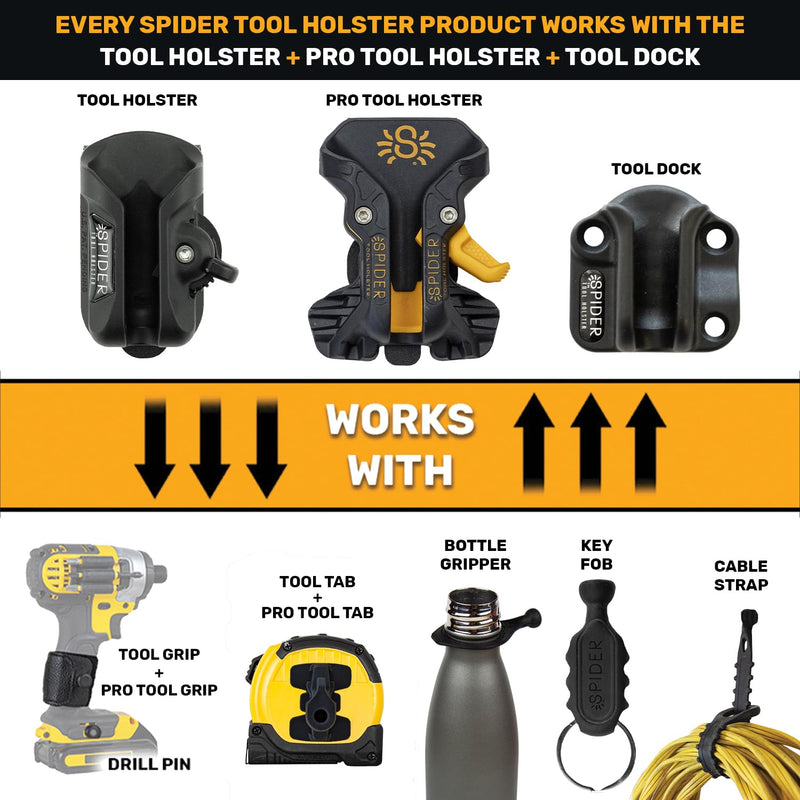 Spider Tool Holster - Self Locking, Quick Draw, Universal Tool Holder - Clips onto Any Belt - Requires Other Spider Tool Holster Accessories