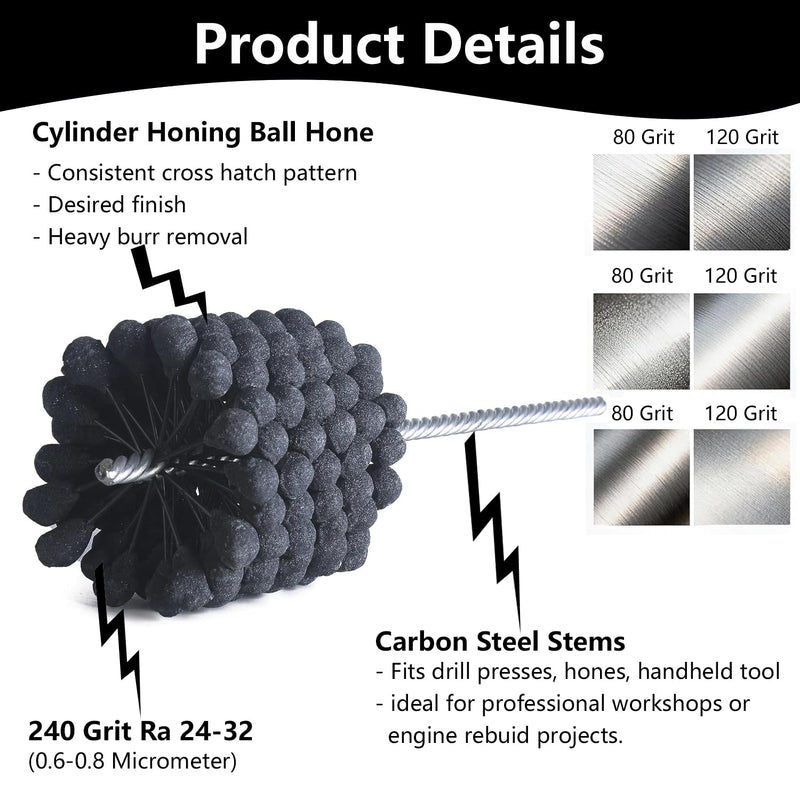 Silicon Carbide Cylinder Honing Ball Hone Brush, 4.125" Diameter, 240 Grit, for Engine and Brake Cylinders, 304 Stainless Steel Wire Cylinder Honing Ball Brushes Included