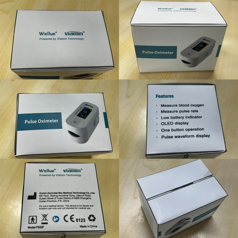 Wellue Pulse Oximeter Fingertip Blood Oxygen Saturation Heart Rate Monitor with Batteries and Lanyard Bluetooth FS20F White