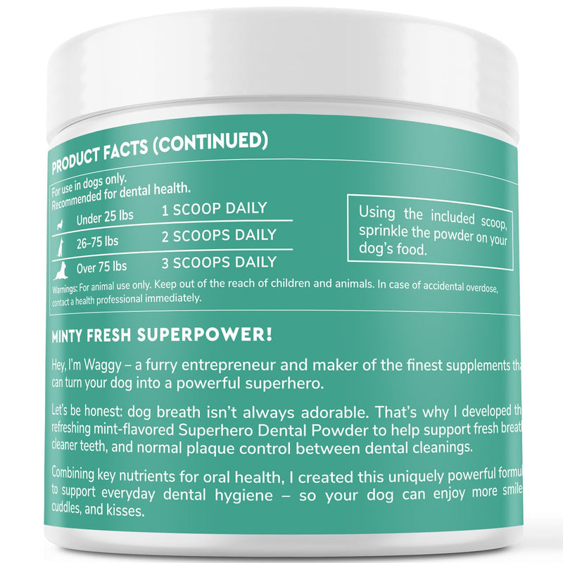 Premium Dog Dental Powder – Advanced Dog Teeth Cleaning Powder For Plaque & Tartar Removal– Dental Powder For Dogs With Kelp, Enzymes & Herbs – Breath Freshener For Plaque, Tartar & Oral Health–2.54oz