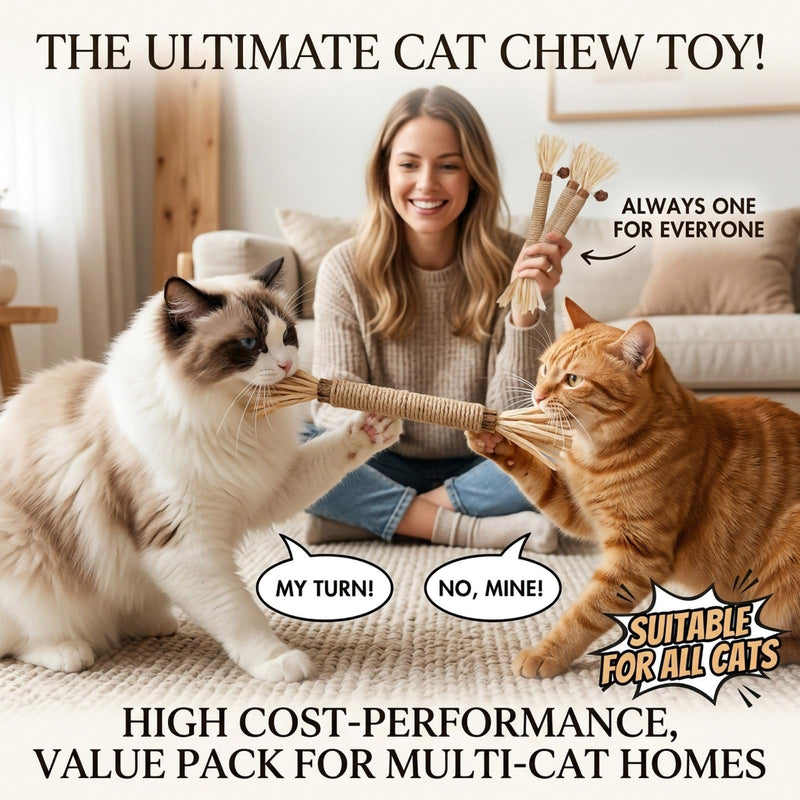 7 Pack Silvervine Sticks for Cats, Natural Kitten Grass Cat Dental Chew Toys for Teeth Cleaning, Catnip Teething Treat for Indoor Kittens, Interactive Wood Kicker for Aggressive Chewers Grass-7pcs
