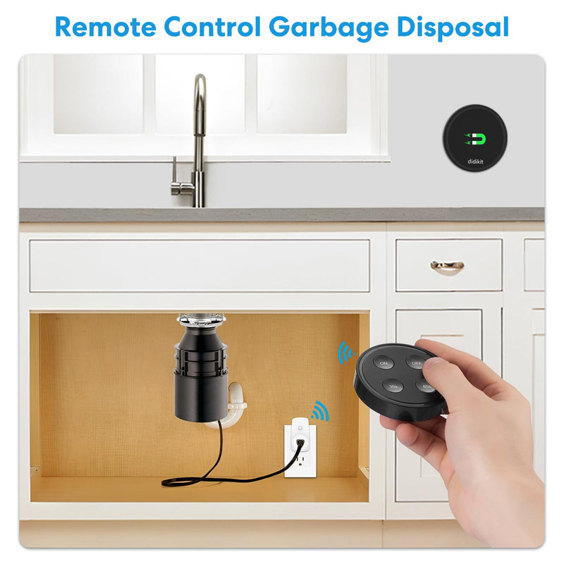 Garbage Disposal Wireless Switch Kit, Remote Control Outlet with Timer Switch, Sink Top Waste Disposal On/Off Switch Button for Insinkerator, Waste King Waste Food Disposer, 16A/1800W, Black
