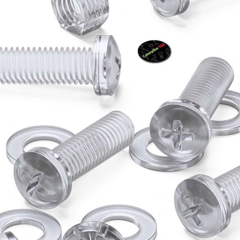 20x Clear Acrylic Pan Head Screws, Nuts & Washers M12 x 40 mm (15/32 x 1 37/64 in)