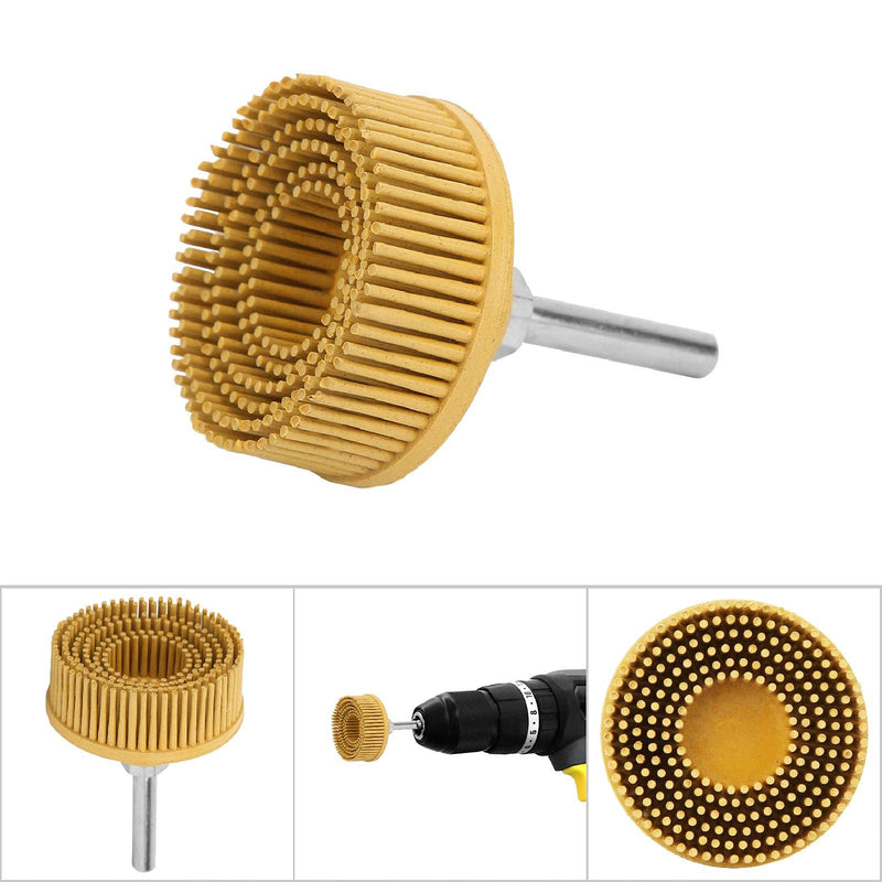 Bristle Disc Brush, 2 Inch Polishing Brush Durable Emery Rubber Bristle Discs for Metal Fine Finishing and Burr Removal Abrasive Tool(Yellow 80#)