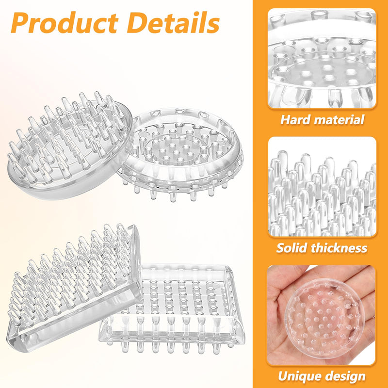32Pcs Carpet Protector, Spiked Plastic Caster Cups Clear Round and Square Spiked Furniture Cups for Chair, Table, Sofa, Bookcases Furniture