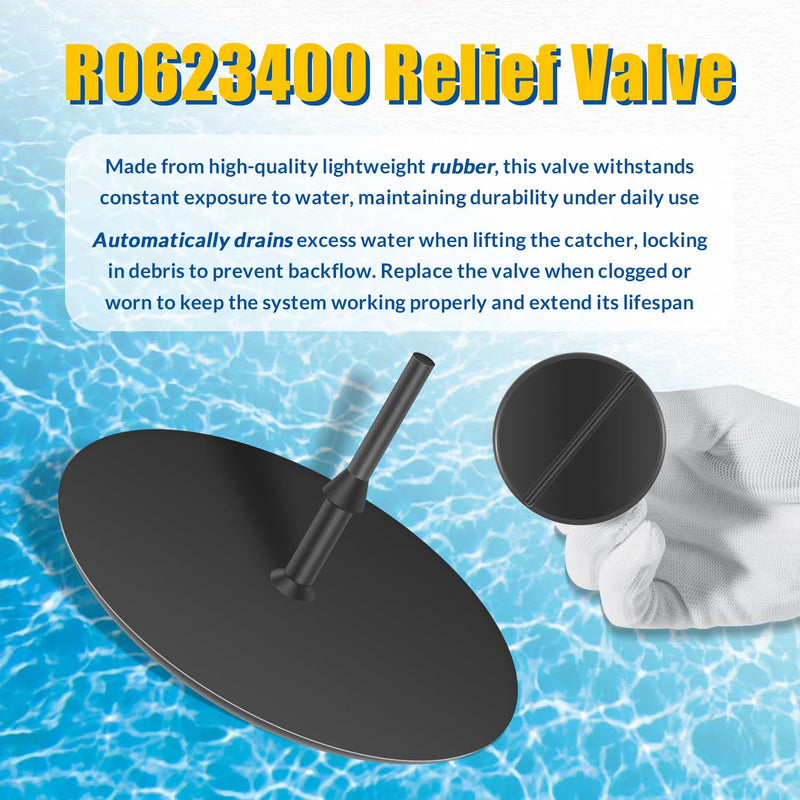 R0623300 O-Ring Seal and R0623400 Relief Valve, Replacement Parts for Zodiac CLC500 Cyclonic Leaf Catcher, Durable Rubber (2-Pack)