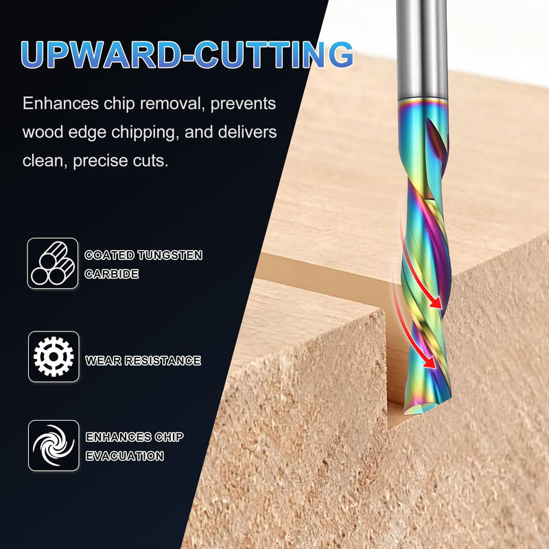 PATIKIL 10mm Shank Downcut Spiral Router Bit, 10mm Cutting Diameter, 30mm Cutting Depth, Single Flute Tungsten Carbide End Mills Cutter for Woodwork Cut, Carving 10mm Shank x 10mm D x 30mm CL