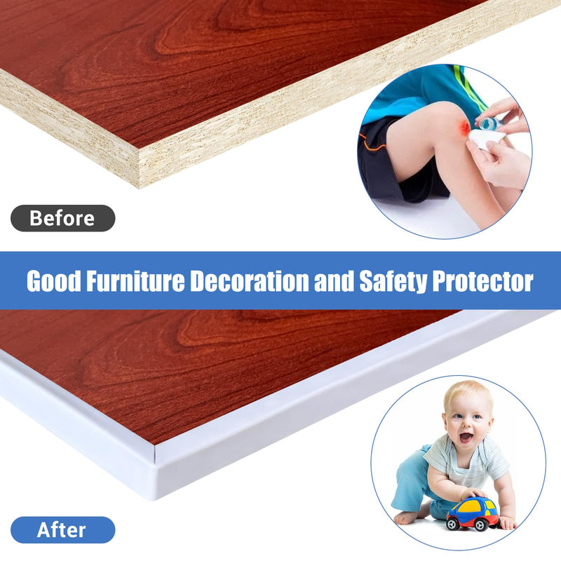 Cabinet Door Edge Protectors, 3/4" Self Adhesive Rubber Edge Guard, Protect Kitchen & Drawer Fronts, Edge Protectors for Drawers, Cabinets, Counter Tops, Desks and Shelves, White, 10Ft