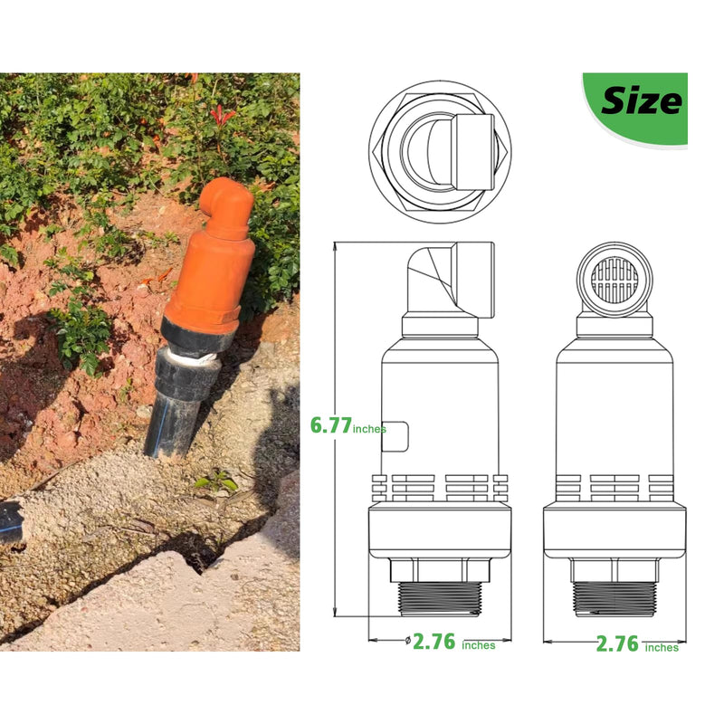 Air Relief Valve, Vacuum and Air Release Valve for Irrigation System - NPT Threaded Interface 1-1/2 inches