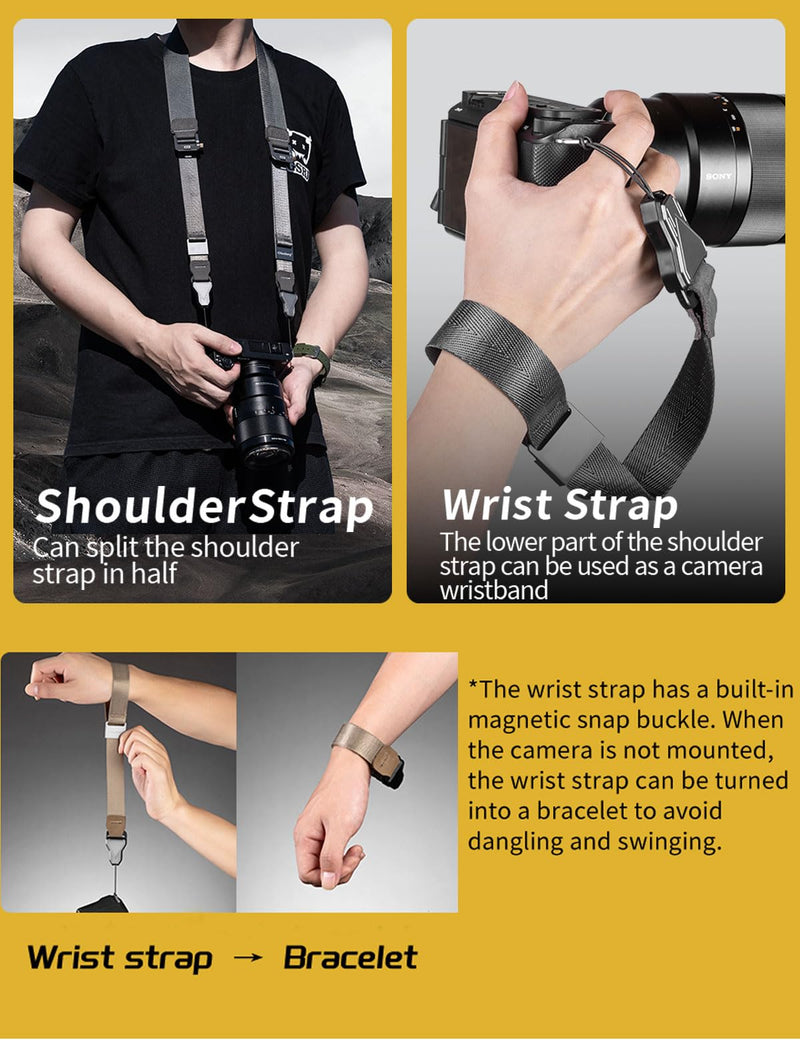 Adjustable Camera Strap with Quick Release,Sling,Neck,Wrist,Shoulder Strap for Photographers for DSLR SLR Gray