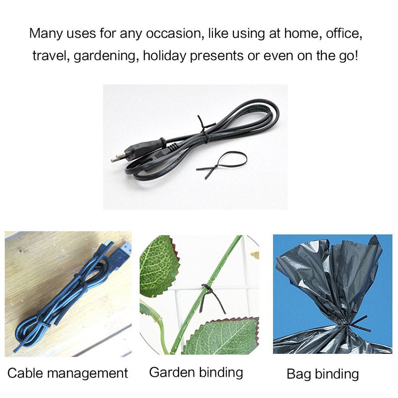Plastic Black 6" Twist Ties, Reusable Cable Ties,Long Garbage Bag Twist Ties, Trash Bag Coated Ties, Twisty Ties for Organizing, Plant Hollding, Office, Christmas Tree (500 Pcs/6 inch) 6 Inch
