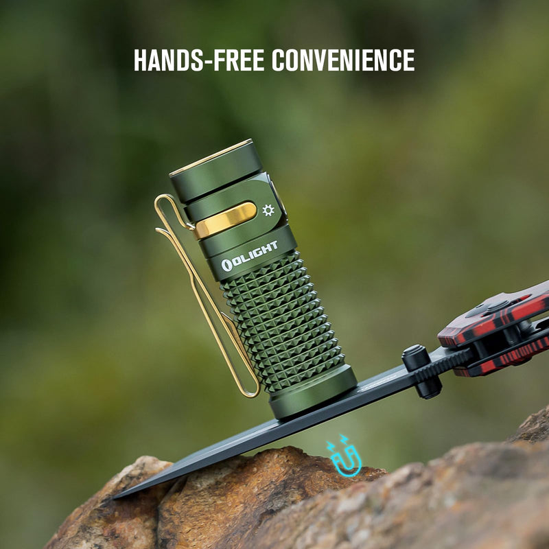 OLIGHT Baton4 Rechargeable EDC Flashlight, LED Pocket Light 1300 Lumens with Magnetic Charging Cable, Powerful Bright IPX8 Waterproof for Home, Camping and Emergencies (OD Green) OD Green