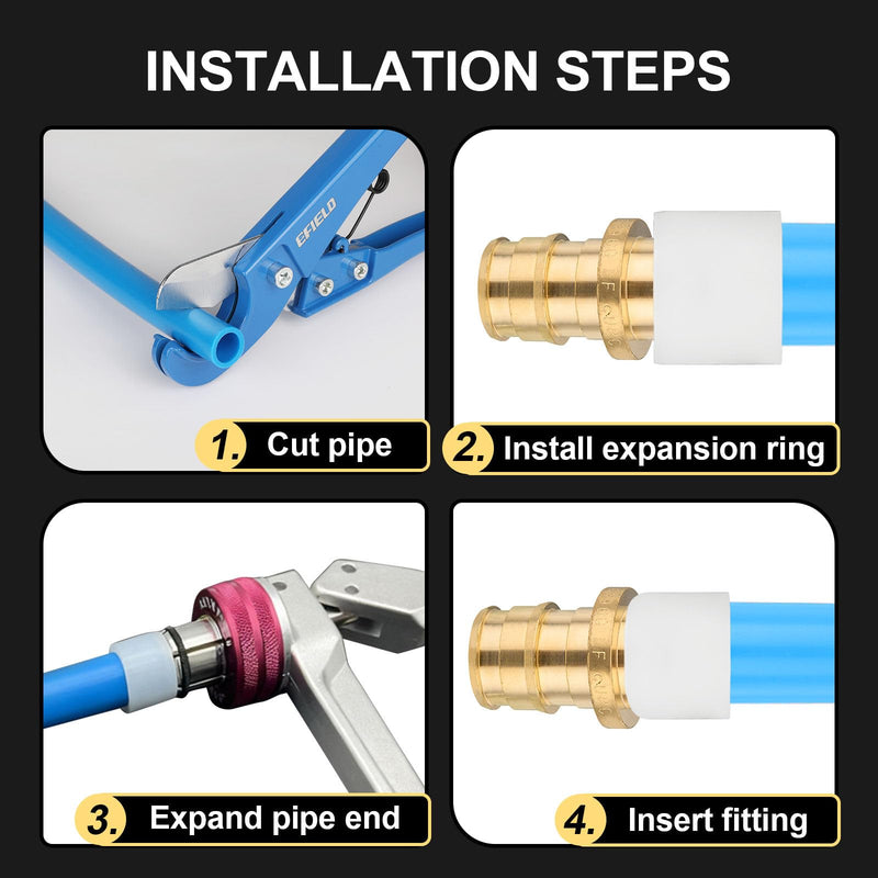 10PCS Foskan PEX-A Expansion Fittings, 1/2"PEX A x 1/2"Male Sweat Adapter 10 1/2" x 1/2"